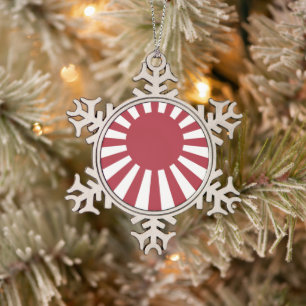 Japanische aufgehende Sonnenflagge, Edo bis WW2 Schneeflocken Zinn-Ornament