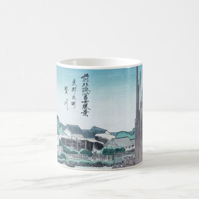 Japanische Bau-Holzarbeit Ukiyo-e durch Hokusai Kaffeetasse (Mittel)