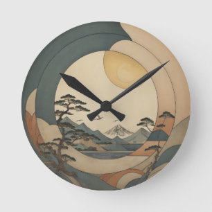 Japanische Baumlandschaft Runde Wanduhr