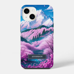 Japanische Bergblühende Kirschbäume Monogramm iPhone 14 Hülle