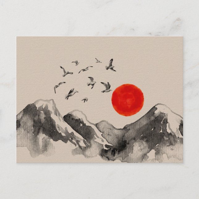 Japanische Berge Serenity Landschaft Postkarte (Vorderseite)