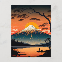 Japanische Berge und Sun Ukiyo e-Illustration Postkarte