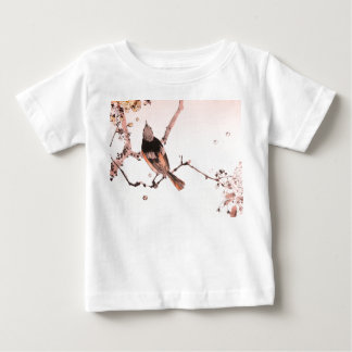 JAPANISCHE BIRD IN BAUM CUSTOM INITIAL MÄDCHEN BABY T-SHIRT