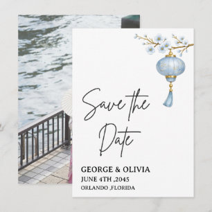 Japanische Blaue Laterne Hochzeit Save-the-Date-Ka