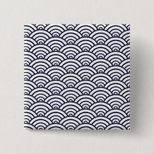 Japanische Blaue Wellen Seigaiha Meer Button