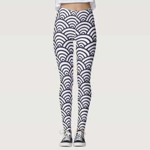 Japanische Blaue Wellen Seigaiha Meer Leggings