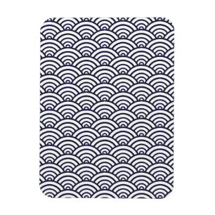 Japanische Blaue Wellen Seigaiha Meer Magnet