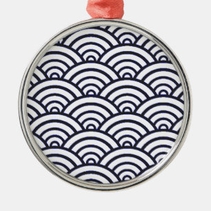 Japanische Blaue Wellen Seigaiha Meer Ornament Aus Metall