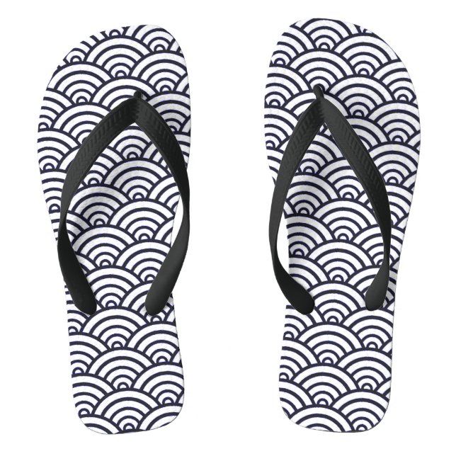 Japanische Blauwellen Seigaiha Sea Flip Flops (Fußbett)