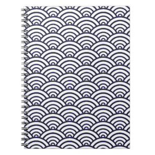 Japanische Blauwellen Seigaiha Sea Notizblock