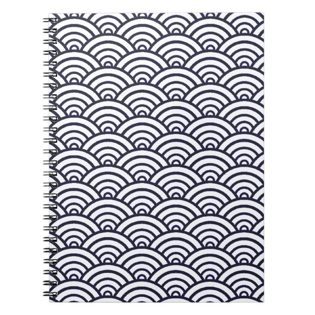 Japanische Blauwellen Seigaiha Sea Notizblock (Vorderseite)