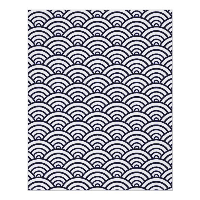 Japanische Blauwellen Seigaiha Sea Poster (Vorderseite)