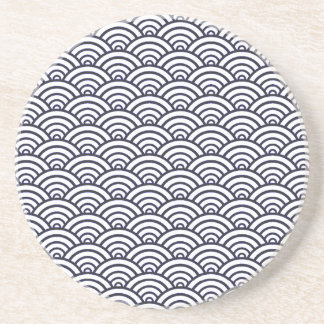 Japanische Blauwellen Seigaiha Sea Sandstein Untersetzer
