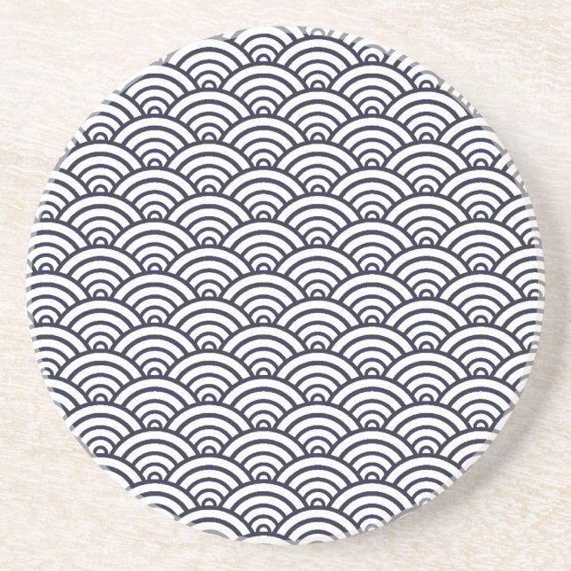 Japanische Blauwellen Seigaiha Sea Sandstein Untersetzer (Vorne)