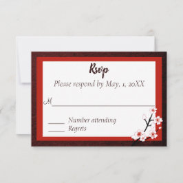 Japanische Blossom-Hochzeitsaktionskarte RSVP Karte
