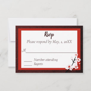 Japanische Blossom-Hochzeitsaktionskarte RSVP Karte