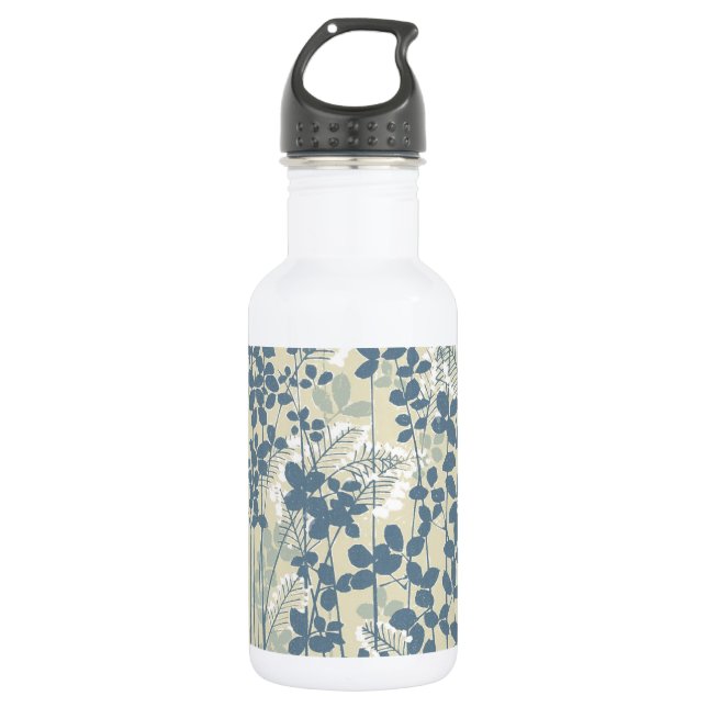 Japanische Blue Leaf-Blume Edelstahlflasche (Vorderseite)