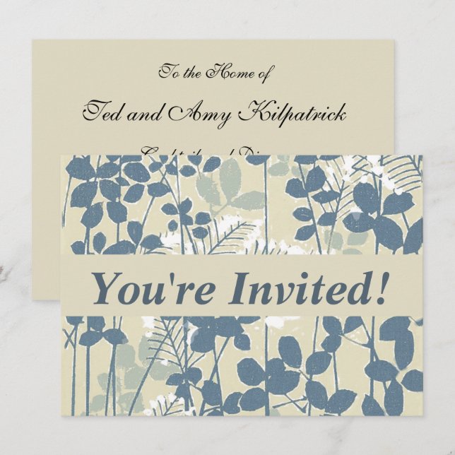 Japanische Blue Leaf-Blume Einladung (Vorne/Hinten)