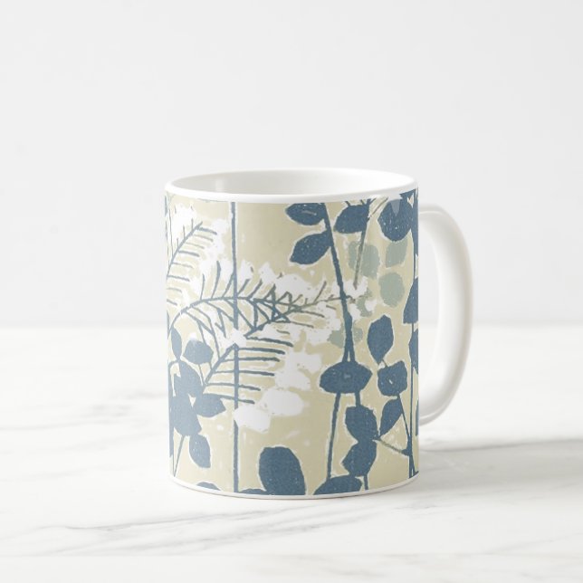 Japanische Blue Leaf-Blume Kaffeetasse (VorderseiteRechts)
