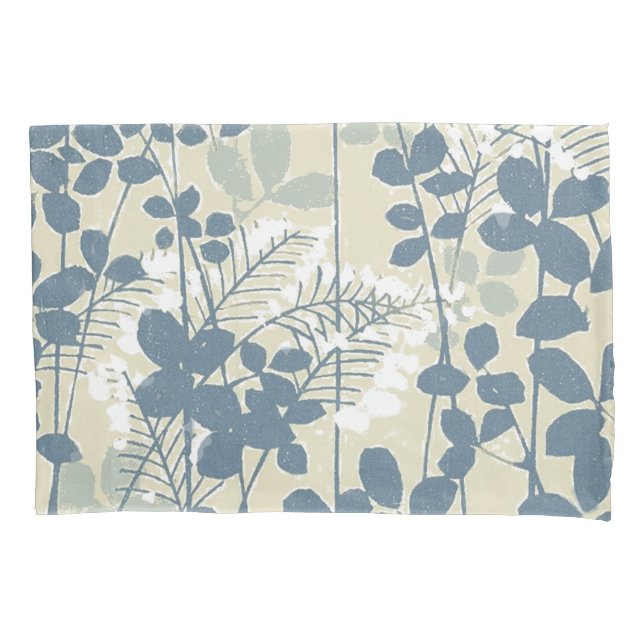 Japanische Blue Leaf-Blume Kissenbezug (Vorderseite)