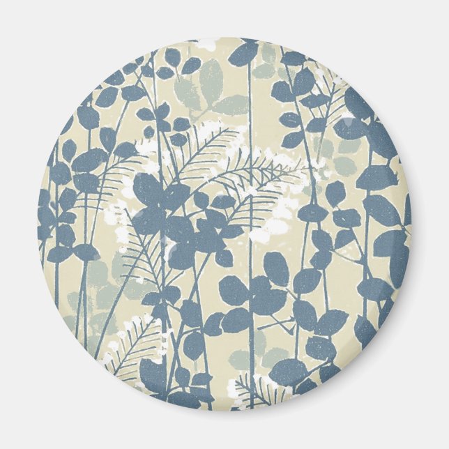 Japanische Blue Leaf-Blume Magnet (Vorne)