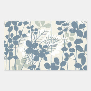Japanische Blue Leaf-Blume Rechteckiger Aufkleber