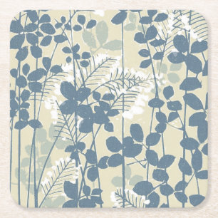 Japanische Blue Leaf-Blume Rechteckiger Pappuntersetzer