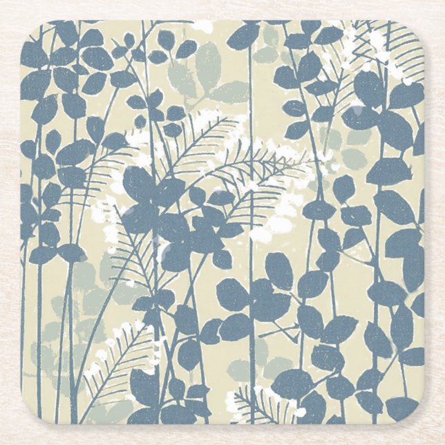 Japanische Blue Leaf-Blume Rechteckiger Pappuntersetzer (Vorderseite)