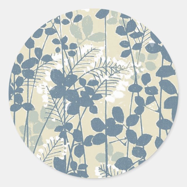 Japanische Blue Leaf-Blume Runder Aufkleber (Vorderseite)