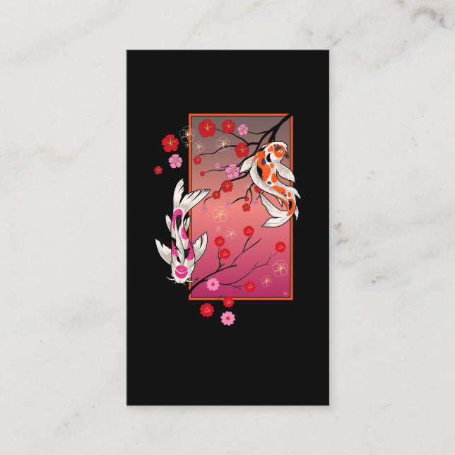 Japanische Blume Koi Fish Art Visitenkarte (Vorderseite)