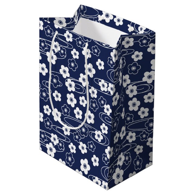 Japanische Blume Mittlere Geschenktüte (Rückseite Schrägansicht)