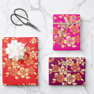 Japanische Blume Mix Pattern Geschenkpapier Set