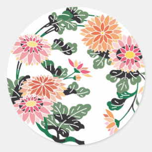 Japanische Blume Runder Aufkleber
