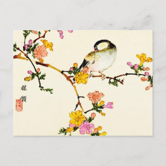 Japanische Blume und Vögel Postkarte