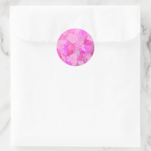 Japanische Blumen rosa Muster Runder Aufkleber