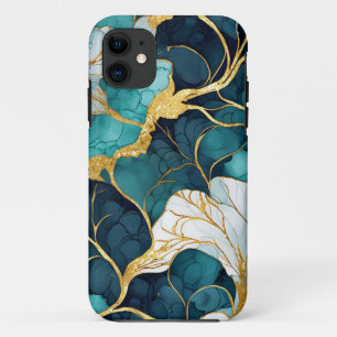 Japanische Blumen Teal Gold Case-Mate iPhone Hülle