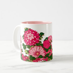 Japanische Blumengrenze, Fuchsie und Korallenrosa Zweifarbige Tasse