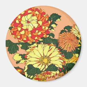 Japanische Blumengrenze, Mandarinorange und Gold Magnet