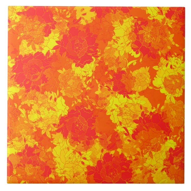 Japanische Blumenorange Fliese (Vorderseite)