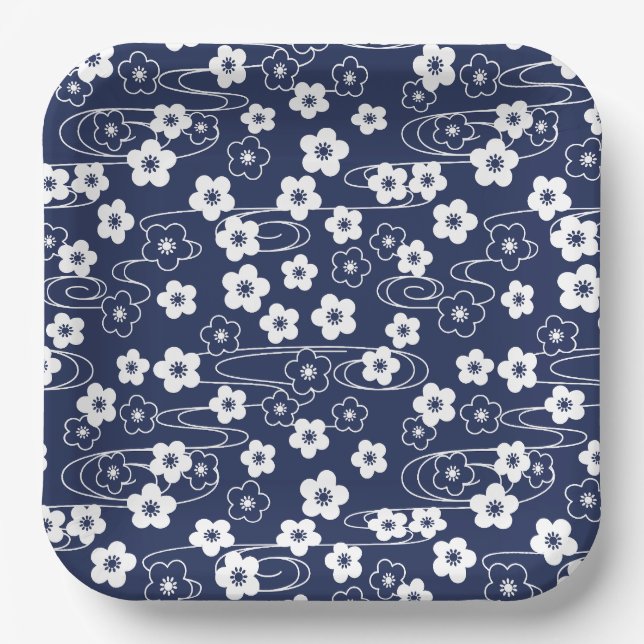 Japanische Blur Sakura Cherry Blossom Blume Pappteller (Vorderseite)