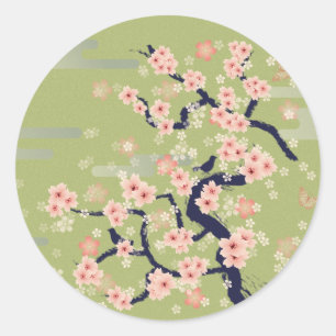 JAPANISCHE Blüte Runder Aufkleber