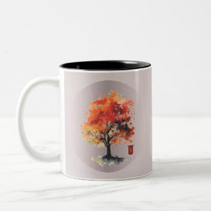 Japanische Blüten mit Kanji Zweifarbige Tasse