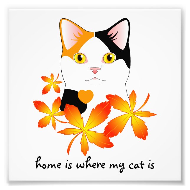 Japanische Bobtail Cat Zuhause Heart Sign Fotodruck (Vorne)