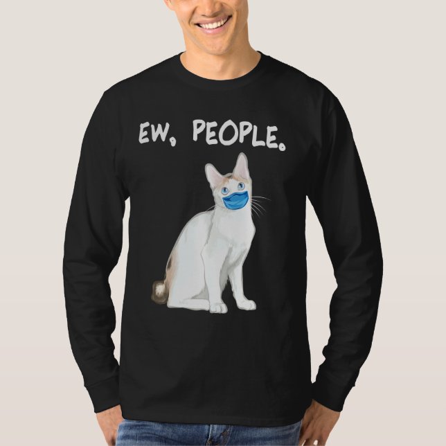 Japanische Bobtail Ew People Cat Tragemaske T-Shirt (Vorderseite)