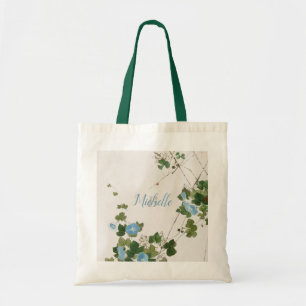 Japanische botanische Aquarellblau-Blume Tragetasche
