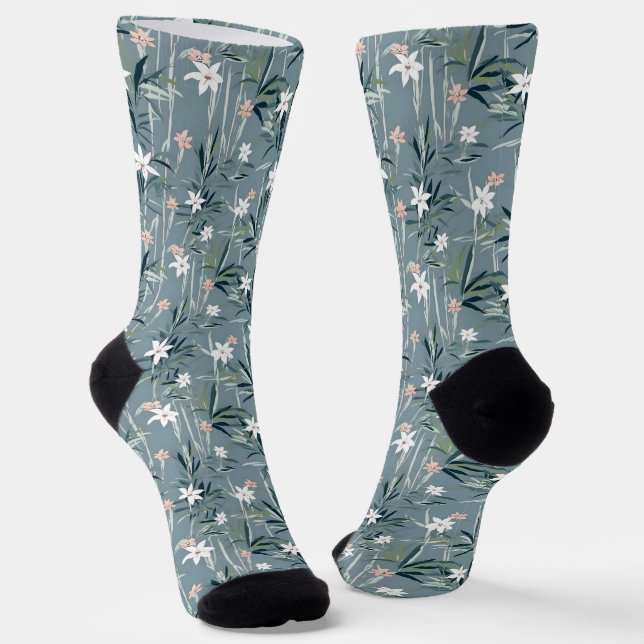 Japanische botanische Zen-Blume Socken (Gewinkelt)