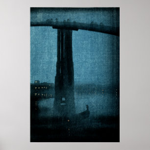 Japanische Brücke bei Nacht Nr.1 Poster