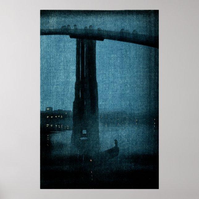 Japanische Brücke bei Nacht Nr.1 Poster (Vorne)