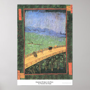 Japanische Brücke im Regen von Vincent van Gogh Poster