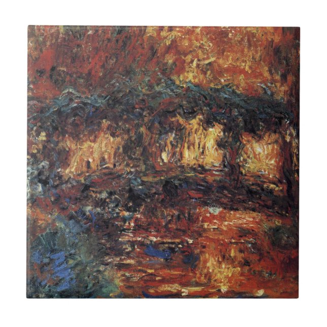 Japanische Brücke von Claude Monet, Vintage Kunst Fliese (Vorderseite)